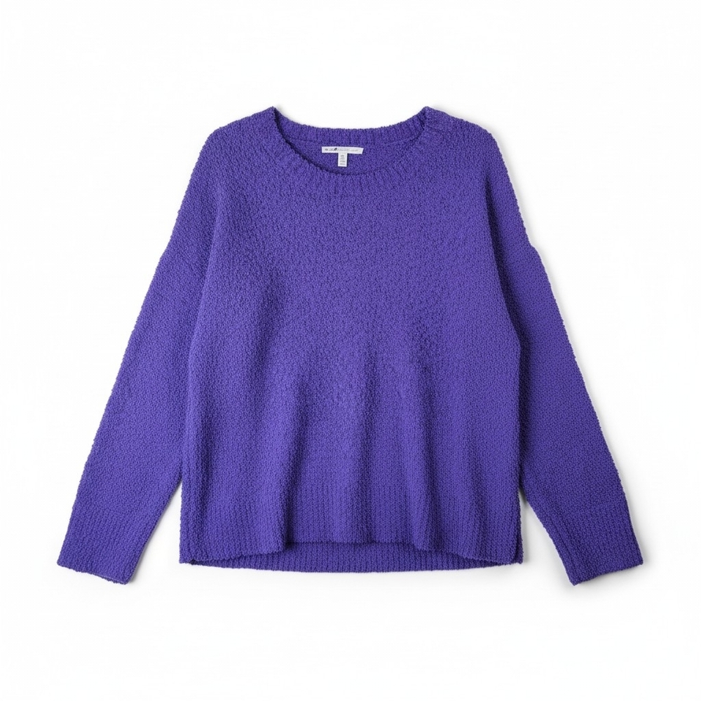 Seven7 Purple Popcorn Knit Sweater Womens Large Textured Stretch Long Sleeve